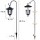 Dynaming 4 Pack Solar Hanging Lights Outdoor Solar Powered Garden Decorative Lanterns with 4 x 38 Inch Shepherd Hooks Waterproof Landscape Lighting for Lawn Patio Yard Pathway Driveway Warm White