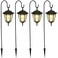 Dynaming 4 Pack Solar Hanging Lights Outdoor Solar Powered Garden Decorative Lanterns with 4 x 38 Inch Shepherd Hooks Waterproof Landscape Lighting for Lawn Patio Yard Pathway Driveway Warm White