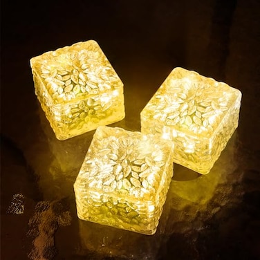 JKIMK Solar Brick Lights Outdoor Waterproof Patio Garden Decor 3 Packs for Patio Yard Walkway Pathway