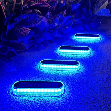 Lacasa Solar Deck Lights 4 Pack 40LM Solar Powered Step Lights Blue Light LED Dock Light Outdoor InGround Lights IP68 Waterproof Auto ONOff for Garden Stairs Driveway Pathway Lighting