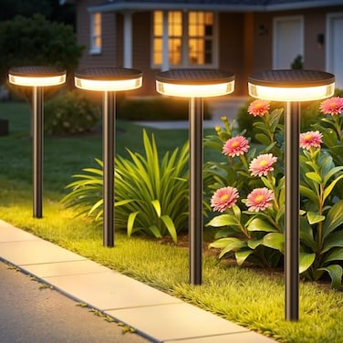 LETMY Solar Pathway Lights Outdoor 6 Pack 2X Brighter Solar Lights Outdoor Waterproof Taller Pathway Light with Larger Panel Auto OnOff Up to 12Hrs Driveway Light for Yard Outside Patio Path Lawn