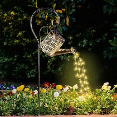 Xugenxes Watering Can with Lights Solar Lights for Outdoor Garden Art Decor Hanging Solar Lanterns Metal Waterproof for Walkway Yard Pathway Patio Table