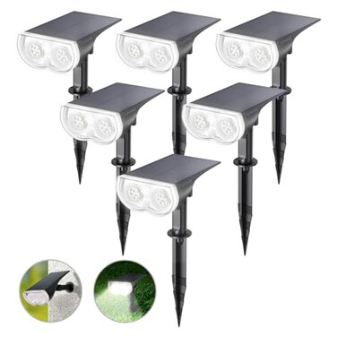 Linkind Solar Lights Outdoor Waterproof IP65 StarRay DusktoDawn Outdoor Solar Lights 3 Lighting Modes Solar Spot Lights Outdoor for Garden Yard Landscape Daylight 6 Pack