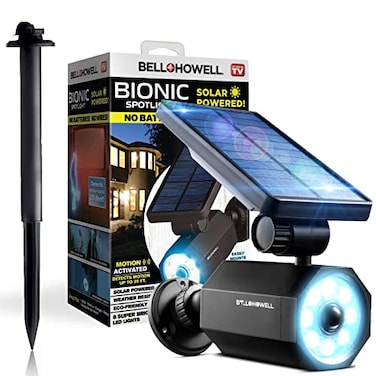 Bell+Howell BellHowell Bionic Spotlight Deluxe SolarPowered Spot Light 25 Feet Motion Sensor Sun Panels Waterproof Frost Resistant Patio Yard and Outdoor Lighting As Seen On TV Black
