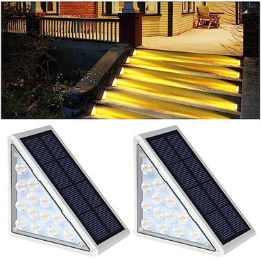 AUDLES LED Solar Step Lights Waterproof Outdoor Stair Lights Warm White Solar Deck Light IP67 Solar Decoration Lights for Yard Patio Garden Walkways Front Door Pathway Driveway Porch 2PK