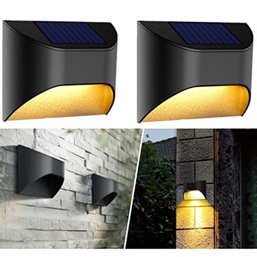 VWCYL+ VWCYL Solar Fence Lights Deck Step Stair Lights Warm WhiteDaylightCool White Options for Yard Garden Deck Stair Step FencesWaterproof2Pack