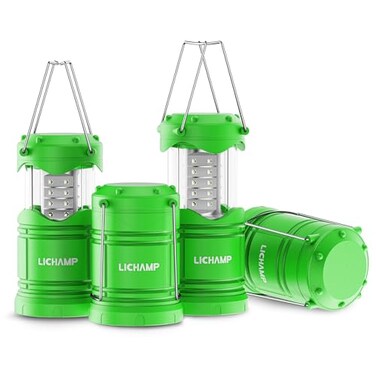 Lichamp 4 Pack LED Camping Lanterns Battery Powered Camping Lights LED Collapsible Flashlight Portable Emergency Supplies Kit A4DG