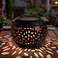 OMRAYTU Solar Table Lanterns Outdoor Waterproof LED Lamp Black Metal Table top Lights Solar Powered Decorative Lantern for Desk Patio Garden Pathway Yard