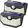 HMCITY 120 LED Outdoor Solar Lights with Motion Sensor and 3 Lighting Modes IP65 Waterproof Wide Solar Wall Lights Ideal for Garden Patio Yard Front Button 2Packs Black ShellDaylight White