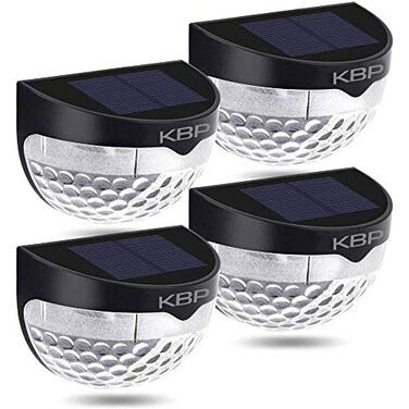KBP Solar Fence Lights Outdoor Decorative Garden Lights Waterproof Wall Lights for Patio Yard Stairway Black