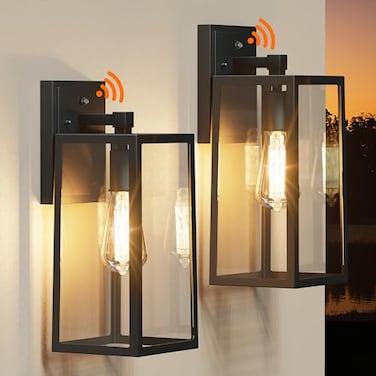 PARTPHONER Dusk to Dawn Outdoor Light Fixtures Wall Mount Sensor Porch Lights AntiRust Exterior Wall Sconce Lighting Lamp Waterproof Wall Lantern for Doorway Garage 2Pack