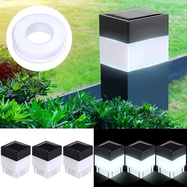 Tujoe Solar Post Cap Lights Fence Post Solar Lights 2in x 2in 5cm x 5cmWhite6 Pack