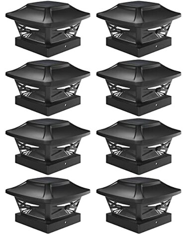 Davinci Lighting Renaissance Solar Outdoor Post Cap Lights Includes Bases for 4x4 5x5 6x6 Posts Bright LED Light Slate Black 8 Pack