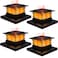 Dynaming 4 Pack Solar Post Cap Lights Outdoor with Flickering Flame Light Fence Post Solar Lights Fit for 4x4 5x5 6x6 VinylWooden Posts High Brightness SMD LED Lighting Decor for Garden Deck Patio