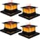 Dynaming 4 Pack Solar Post Cap Lights Outdoor with Flickering Flame Light Fence Post Solar Lights Fit for 4x4 5x5 6x6 VinylWooden Posts High Brightness SMD LED Lighting Decor for Garden Deck Patio