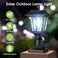 Greluna Solar Post Lights Dusk to Dawn Solar Lamp Post Light with Pier Mount Base Post Lights Outdoor Waterproof for Garden Yard Landscape Pole Pillar Cool White