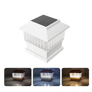 Involux Single Solar Post Cap Light Modern 2 Fits True 4x4 Vinyl 5x5 Wood Posts 3 Color Temp 50 Lumen Waterproof Outdoor Lights for Deck Fence Elegant White