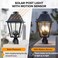LUTEC Outdoor Solar Lamp Post Light with Motion Sensor 400 Lumen Dusk to Dawn Waterproof Pole Light Head with Three Modes Exterior Black Solar Powered Fence Post Light Fixtures for Outside