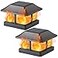 Dynaming Solar Flame Post Cap Lights Outdoor Solar Powered Fence Post Light Flickering Flame LED Lantern Lamps Waterproof for Garden Deck Patio Fit 4x4 WoodenVinyl Posts 2 Pack