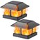 Dynaming Solar Flame Post Cap Lights Outdoor Solar Powered Fence Post Light Flickering Flame LED Lantern Lamps Waterproof for Garden Deck Patio Fit 4x4 WoodenVinyl Posts 2 Pack