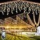 Nielfoi 132ft Icicle Lights for Outside 1280 LED Warm White Twinkle Lights with 240 Drops 8 Modes Plug in Waterproof Timer Memory Cannot be Extended The Plug is in the Middle 66ft66ft