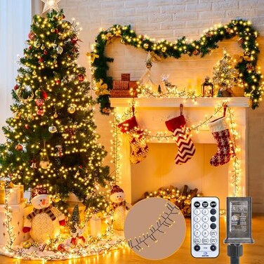 Brightown Christmas Tree Cluster Lights 2000 LED 100 Ft Firecrackers String 12 Modes Timer Remote Waterproof Plugin Twinkle Fairy for Outdoor Xmas Tree Garland Party