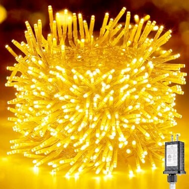 Minetom Christmas Tree Lights Outdoor 200 LED 10 Ft Firecrackers String 12 Modes Timer Waterproof Connectable Plugin Twinkle Fairy Lights for Xmas Tree Garland Party