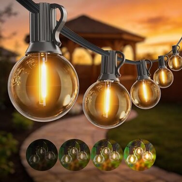 DAMAING Outdoor String Lights 200FT Waterproof Globe String Lights with 104 Shatterproof G40 LED bulbs Dimmable Connectable Patio Light String Lights for hanging Bistro Backyard Gazebo2Pack x 100ft