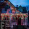 echosari 2 Pack Red White Green Christmas Icicle Lights Battery Operated Total 204 LED Twinkle Icicle Lights 20Ft Clear Wire with 8 Lighting Modes Timer Function for Outdoor Indoor House Party Decorat