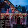 echosari 2 Pack Red White Green Christmas Icicle Lights Battery Operated Total 204 LED Twinkle Icicle Lights 20Ft Clear Wire with 8 Lighting Modes Timer Function for Outdoor Indoor House Party Decorat