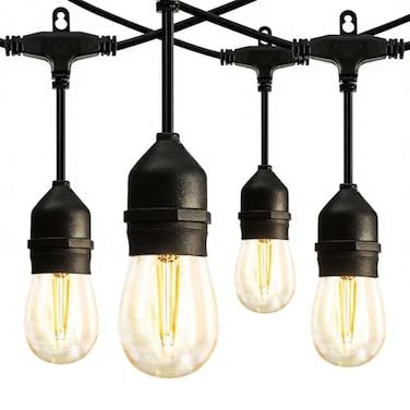 Banord Outdoor String Lights 48FT Waterproof Patio Lights with 2W Dimmable LED Bulbs for Outdoor Backyard Garden Deck Porch Gazebo Balcony Camping Party