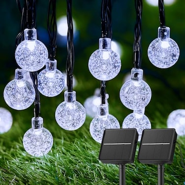 Brightown 2Pack 120 LED 72 FT Solar String Lights Outdoor Waterproof Solar Powered Patio Lights with 8 Lighting Modes for Garden Yard Porch Wedding Party Decor Pure White