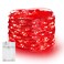 Dazzle Bright Fairy Lights Battery Operated 20 FT 60 LED Silver Wire Waterproof Battery Operated String Lights Christmas Decorations for Indoor Outdoor Bedroom Yard Decor Red
