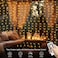 DealBeta Battery Operated Curtain Lights98ft98ft 300 LED Curtain Lights with Remote Timer 8 Modes Waterproof Hanging Fairy Lights for Outdoor Indoor Wedding Christmas Decor Warm White
