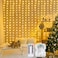 echosari Curtain Lights Battery Operated 200 LED Curtain Fairy Lights 6666ft with Remote Timer Outdoor Wall Light Fully Waterproof for Wedding Backdrops Bedroom Decor Warm White