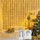 echosari Curtain Lights Battery Operated 200 LED Curtain Fairy Lights 6666ft with Remote Timer Outdoor Wall Light Fully Waterproof for Wedding Backdrops Bedroom Decor Warm White