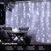 echosari Curtain Lights Battery Operated 98Ft x 98ft 300 LED Curtain String Light with Remote Timer 8 Modes Hanging Lights for Wedding Party Home Garden Wall Decor Cool White