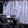echosari Curtain Lights Battery Operated 98Ft x 98ft 300 LED Curtain String Light with Remote Timer 8 Modes Hanging Lights for Wedding Party Home Garden Wall Decor Cool White