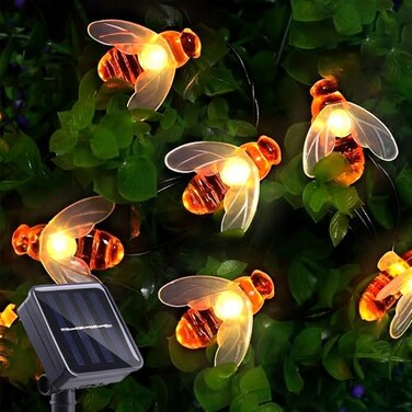 ITICdecor Solar Bee String Lights 30 LED 8 Modes Cute Bee Light Waterproof Outdoor Lights Starry Fairy Lights Wedding Home Garden Patio Party Christmas Tree Decoration