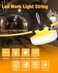 JC-LGL JCLGL LED Construction String Light 50FT 65W 8000Lm Industrial LED String Work Lights with 5 Bulbs 5000K Linkable Work Lights Temporary Lighting for Construction Site Job Site Attic Crawl Space