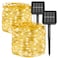 kemooie 2 Packs Solar String Lights Total 200 LED 66FT 8 Twinkle Modes Warm White Solar Powered Fairy Lights Waterproof for Outdoor Tree Garden Christmas Decorations Warm White
