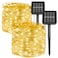 kemooie 2 Packs Solar String Lights Total 200 LED 66FT 8 Twinkle Modes Warm White Solar Powered Fairy Lights Waterproof for Outdoor Tree Garden Christmas Decorations Warm White