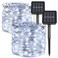 kemooie Solar Fairy Lights Outdoor 2Pack 200 LED 66FT White Twinkle Solar String Lights 8 Modes Waterproof for Garden Tree Christmas Decorations