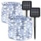 kemooie Solar Fairy Lights Outdoor 2Pack 200 LED 66FT White Twinkle Solar String Lights 8 Modes Waterproof for Garden Tree Christmas Decorations