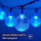 L LAMPOP 20 LED Decorations Crystal Globe Solar String ExtraBright Outdoor Lights with 8 Lighting Modes Waterproof Solar Powered Patio Hanging Light for Garden Yard Porch Wedding Party DecorBlue