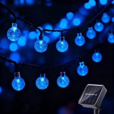 L LAMPOP 20 LED Decorations Crystal Globe Solar String ExtraBright Outdoor Lights with 8 Lighting Modes Waterproof Solar Powered Patio Hanging Light for Garden Yard Porch Wedding Party DecorBlue