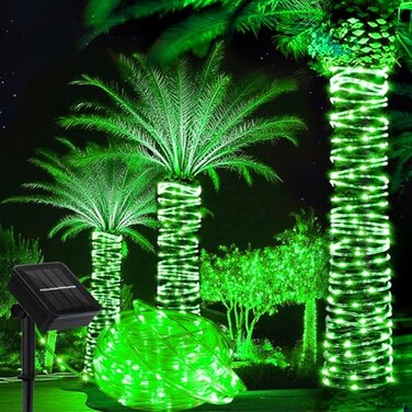 LairtPOW Solar Rope Lights 39FT 100LEDs Outdoor Solar Strip LightsIP65 Waterproof Outdoor Led String Lights with 8 Lighting Modes for Garden Yard Christmas Holiday Palm Tree Decoration Green