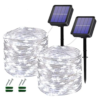 Lezonic Solar String Lights for Outside2 Pack Total 240LED Solar Lights Outdoor Waterproof 24M80Ft 8 Modes Outdoor Copper Wire Fairy Light Patio Decor LightYardPorch Hanging Lightst White