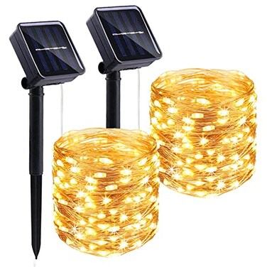 LIGHTOP Solar String Lights Outside Fairy Lights Outdoor Waterproof Copper Wire 2 Pack 33FT 100LED for Garden Decoration Wedding Party Terrace Yard Tree Patio Warm White