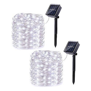 Lomotech Solar String Lights Outdoor 2 Pack Total 66ft 200LED Solar Fairy Lights Waterproof 8 Modes Twinkle Lights for Outdoor Patio Garden Yard Party Wedding Tree Decoration White